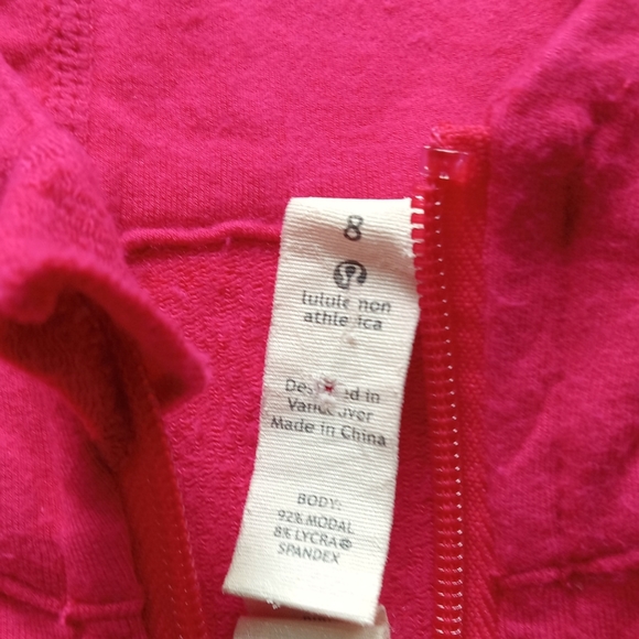 Lululemon Stretch full zip hoodie light jacket pink shortened sleeves size 8 - Picture 5 of 7